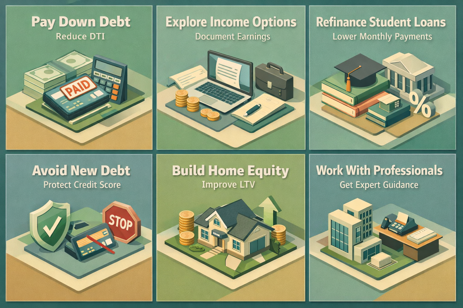 Strategies to strengthen mortgage refinance applications include paying down debt, exploring income options, and working with professionals.