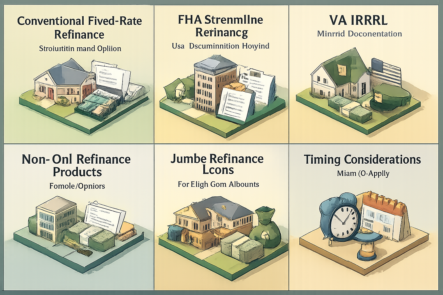 Infographic showing loan programs for refinancing ARM with relocation bonus including Conventional, FHA, VA, Non-QM, Jumbo options and timing considerations.