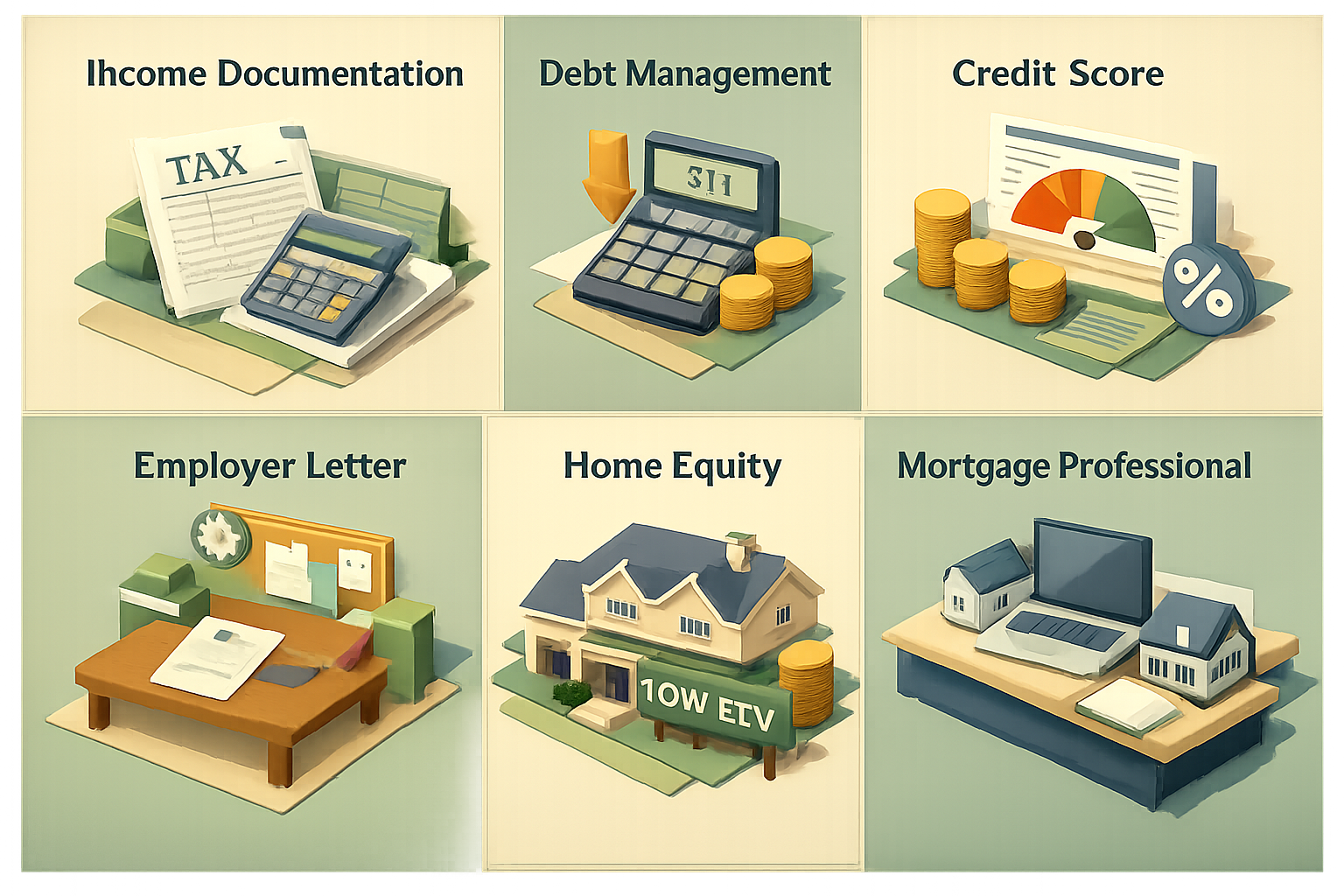 Infographic on strategies to strengthen refinance applications for variable income borrowers, including documentation and debt management.
