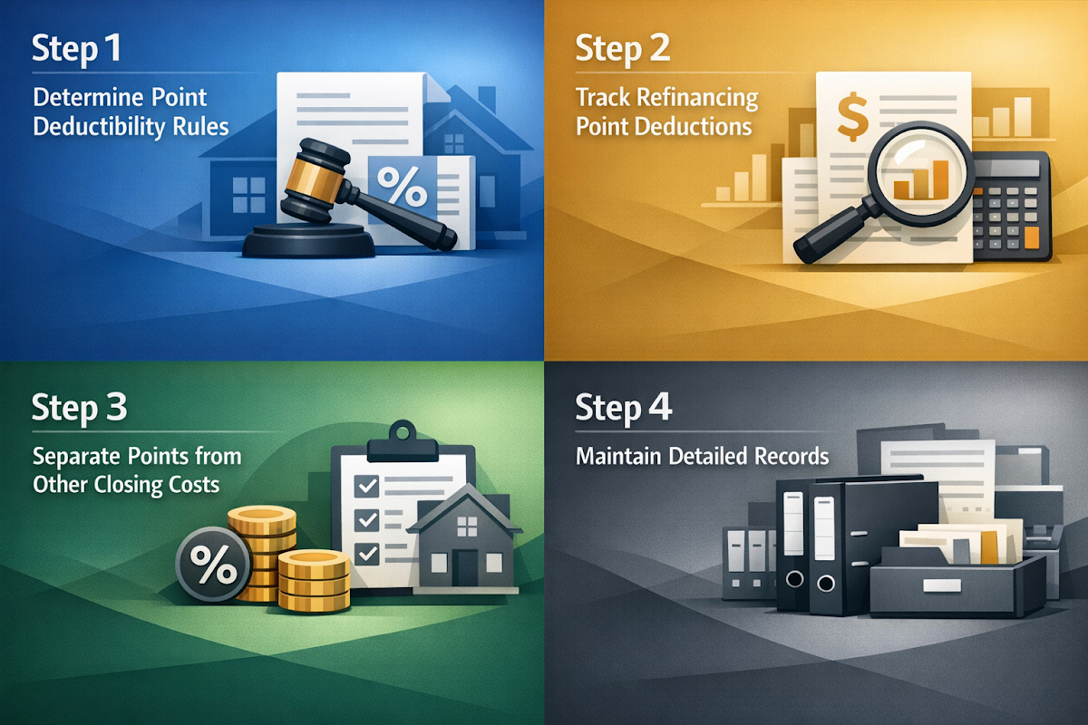 Step-by-step guide for claiming mortgage points deductions including rules, tracking, and documentation tips.
