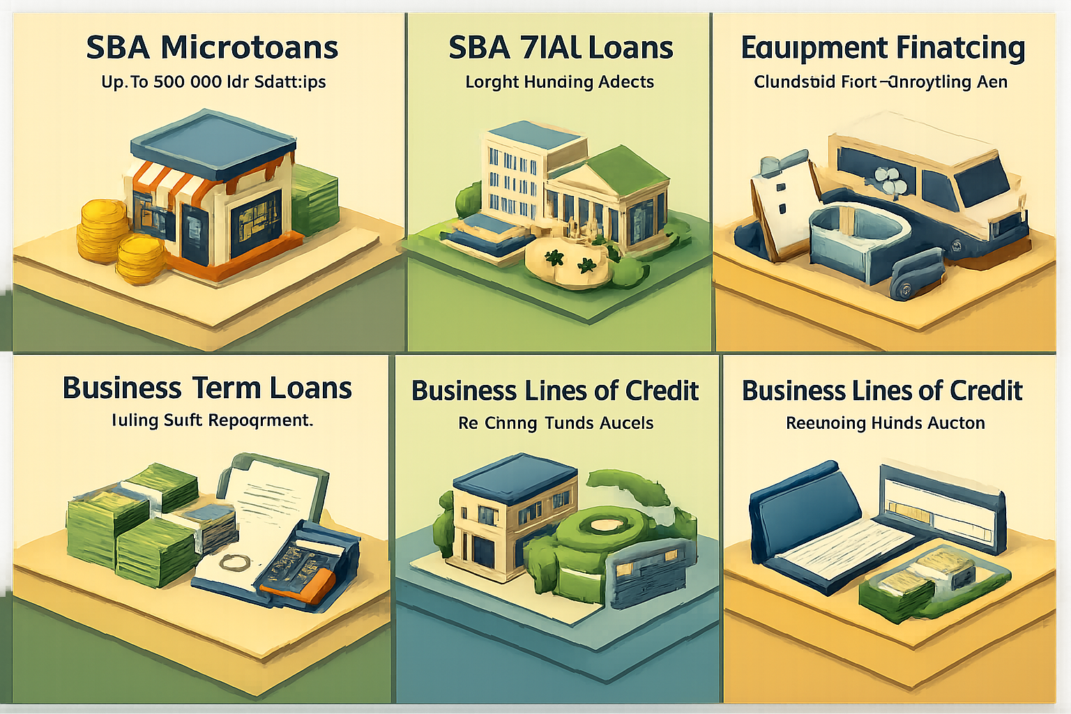 Infographic showing common startup loan options for mobile dog grooming business including SBA Microloans and Equipment Financing.