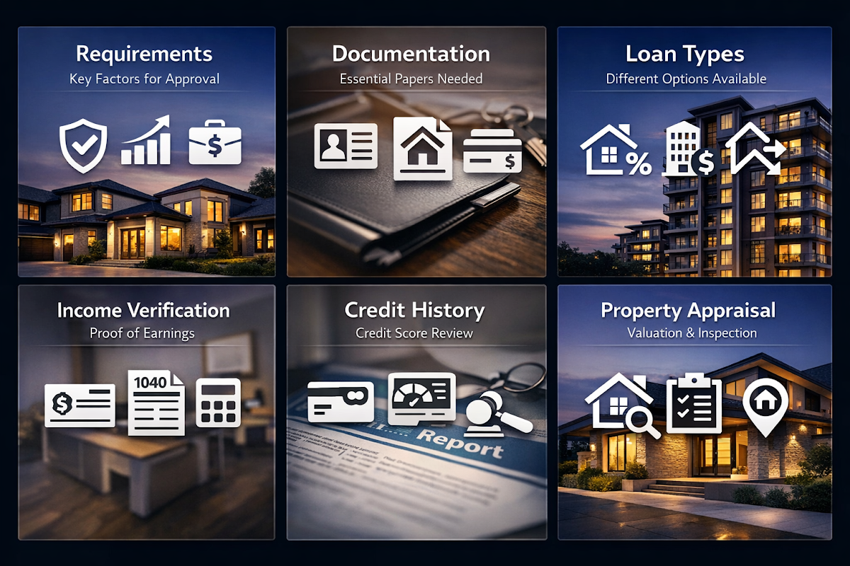 Infographic showing requirements, documentation, and loan types for business loans to assist small business owners.