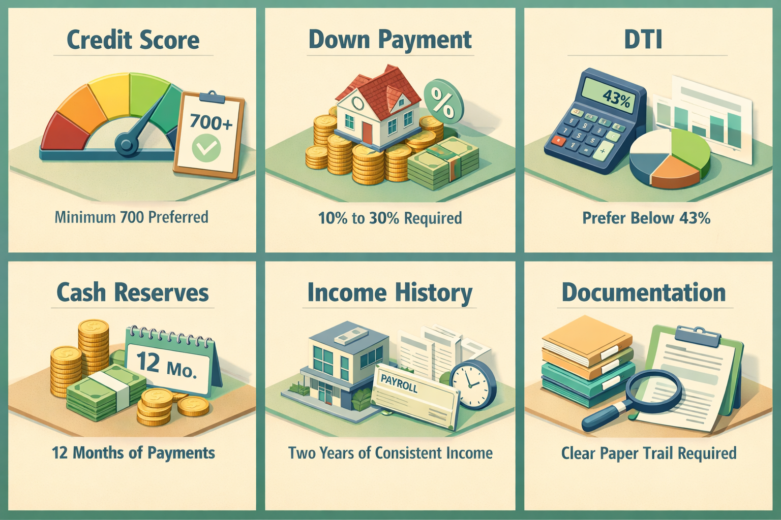 Core jumbo loan requirements for foreign income earners including credit score, down payment, DTI, cash reserves, income history, and documentation.