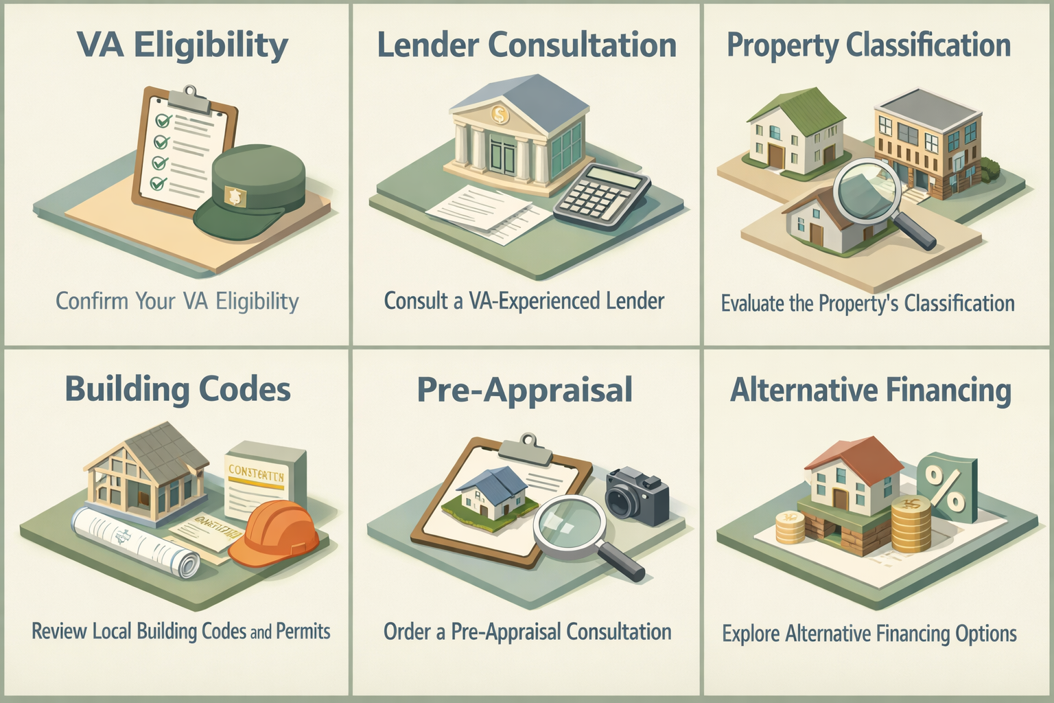 Steps to explore VA loan eligibility for non-traditional housing including confirming eligibility and consulting lenders.