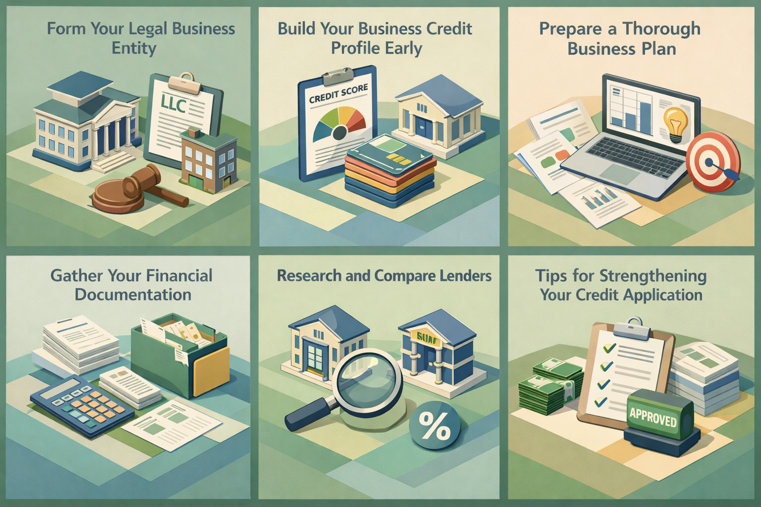 Step-by-step guide for securing a business line of credit for a mobile escape room startup with key actions and tips.