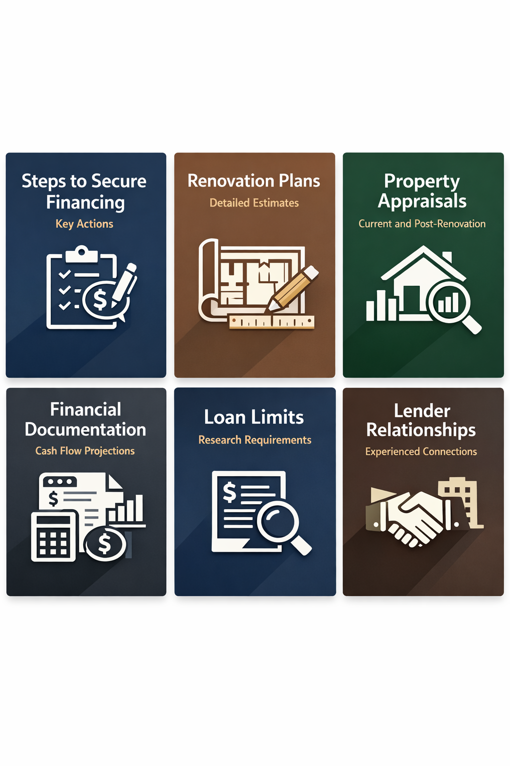 A guide on essential steps to secure renovation financing including detailed renovation plans and financial documentation.
