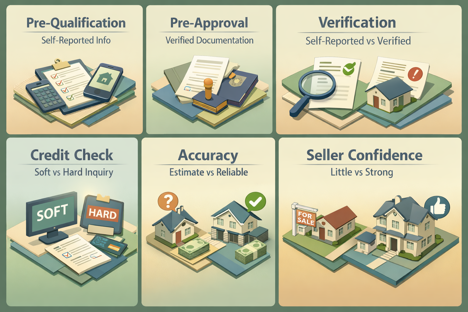 Comparison of mortgage pre-qualification and pre-approval processes highlighting key differences and requirements.