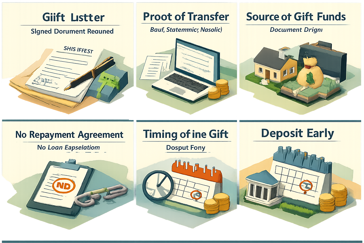 Infographic detailing requirements for using sibling gift funds for a conventional loan down payment, including gift letter and proof of transfer.