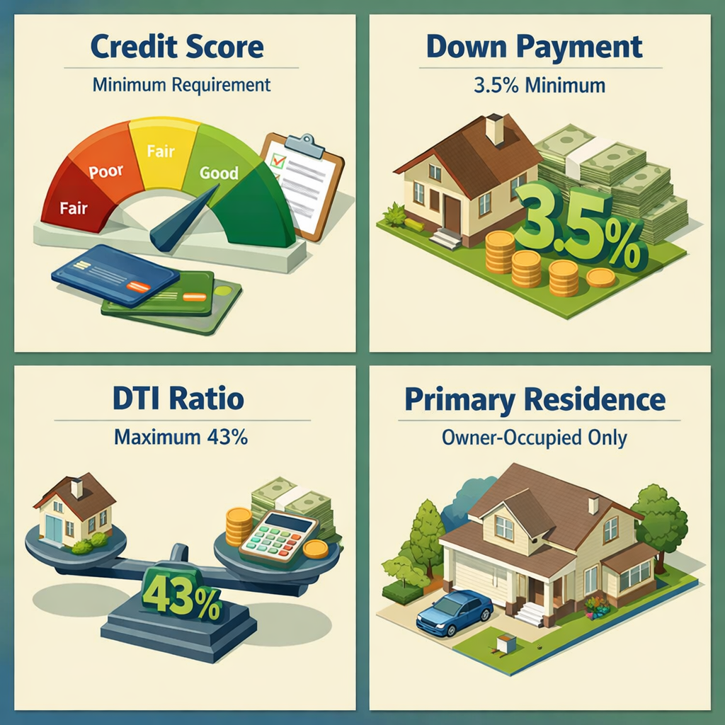 FHA loan requirements for co-borrowers including credit score, down payment, DTI ratio, and primary residence rules.