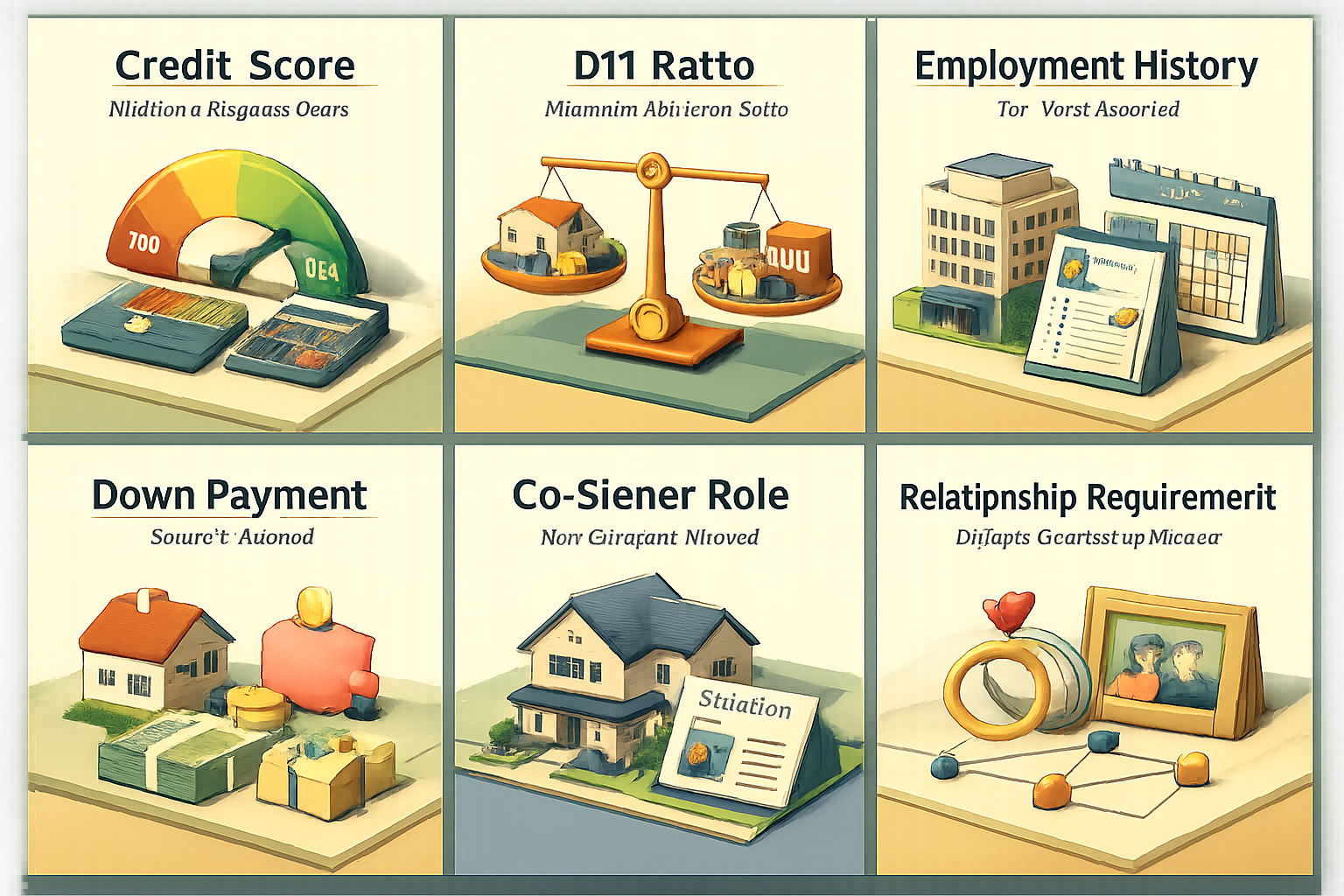 FHA loan eligibility requirements including credit score, DTI ratio, employment history, down payment sources, co-signer role, and relationship requirements.