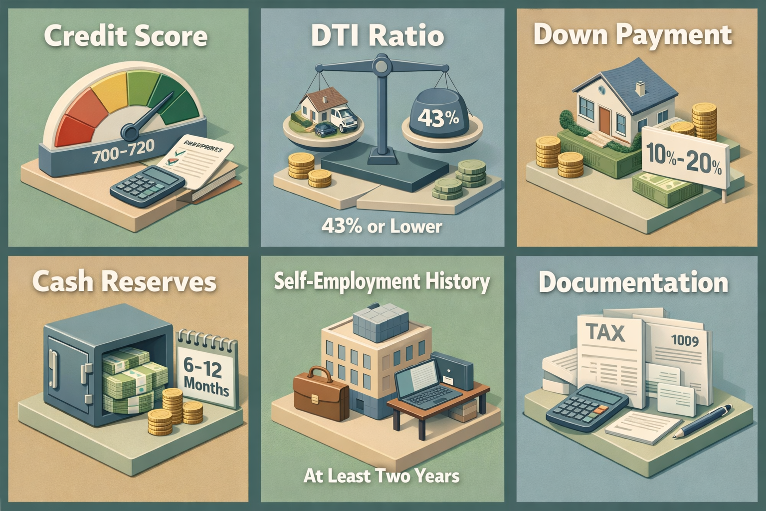 Core requirements for jumbo loans with 1099 income include credit score, DTI ratio, down payment, cash reserves, self-employment history, and documentation.