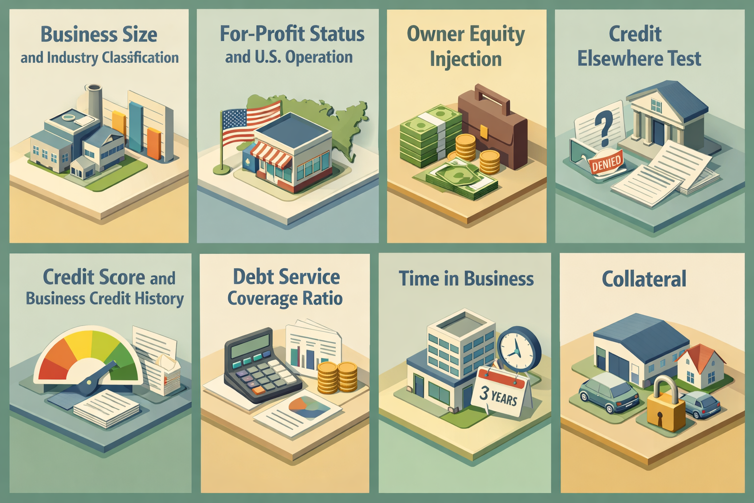Infographic detailing SBA loan eligibility requirements for craft breweries including business size, for-profit status, and credit score.