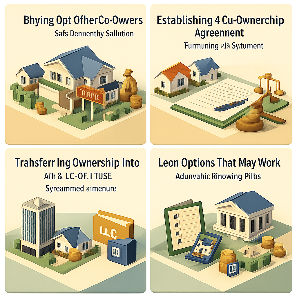 Infographic showing steps for heirs applying for mortgages, including buying out co-owners and loan options available.
