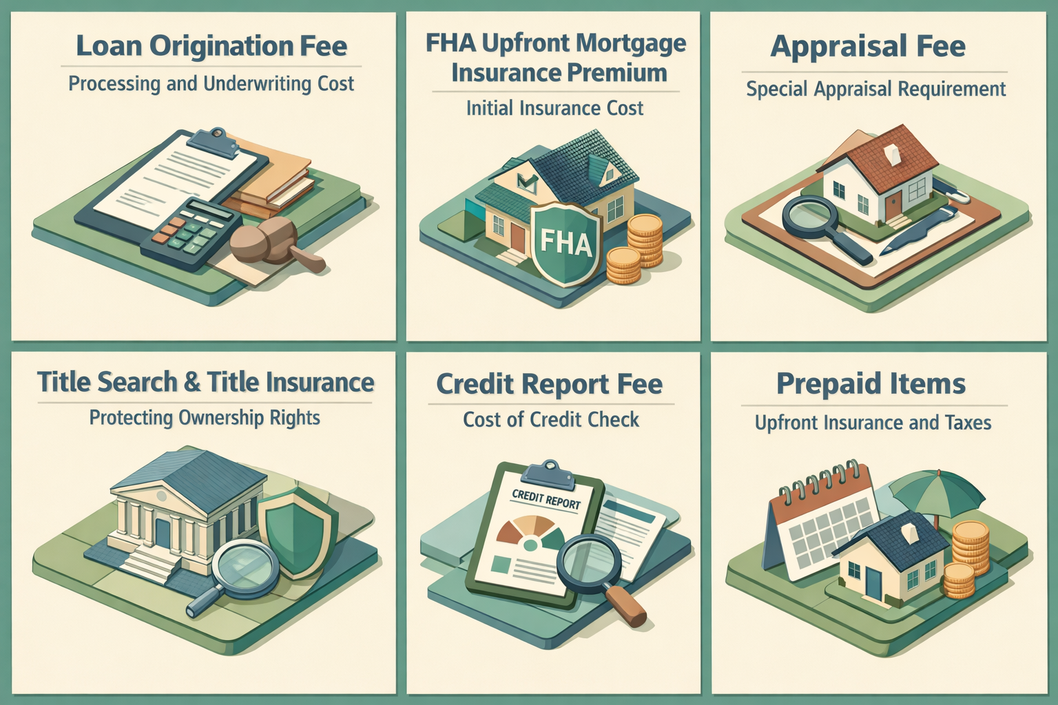 Infographic detailing core closing costs for FHA renovation loans including fees and insurance requirements.