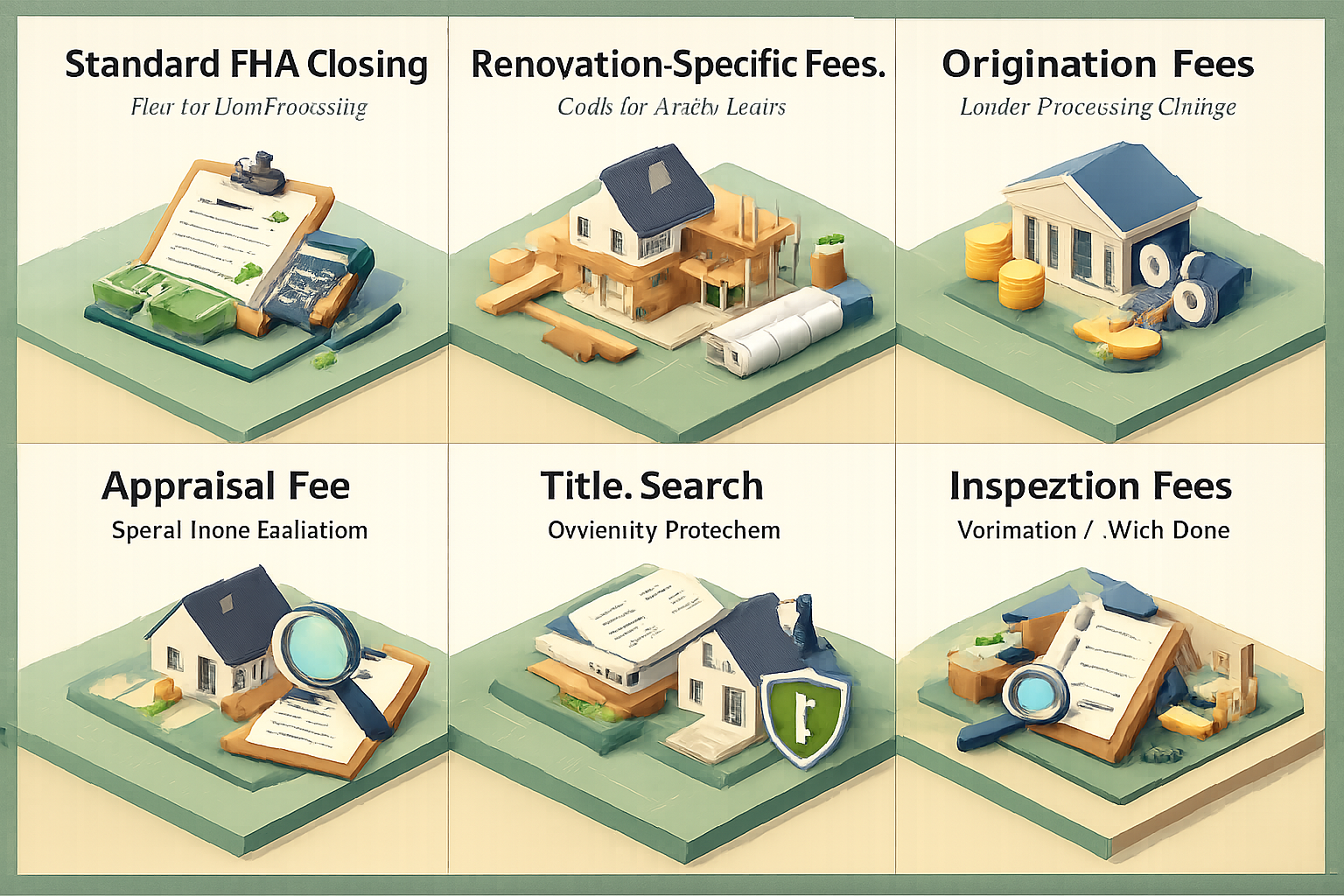 Infographic detailing FHA closing costs including standard fees and renovation-specific costs for fixer upper loans.