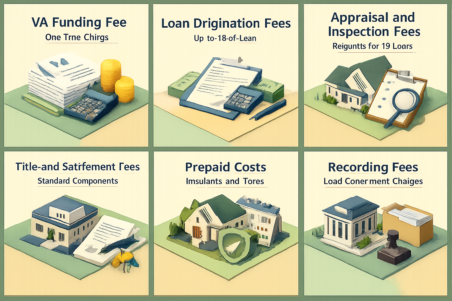 Infographic detailing closing costs for VA loans on duplexes with owner financing, including fees and charges involved.