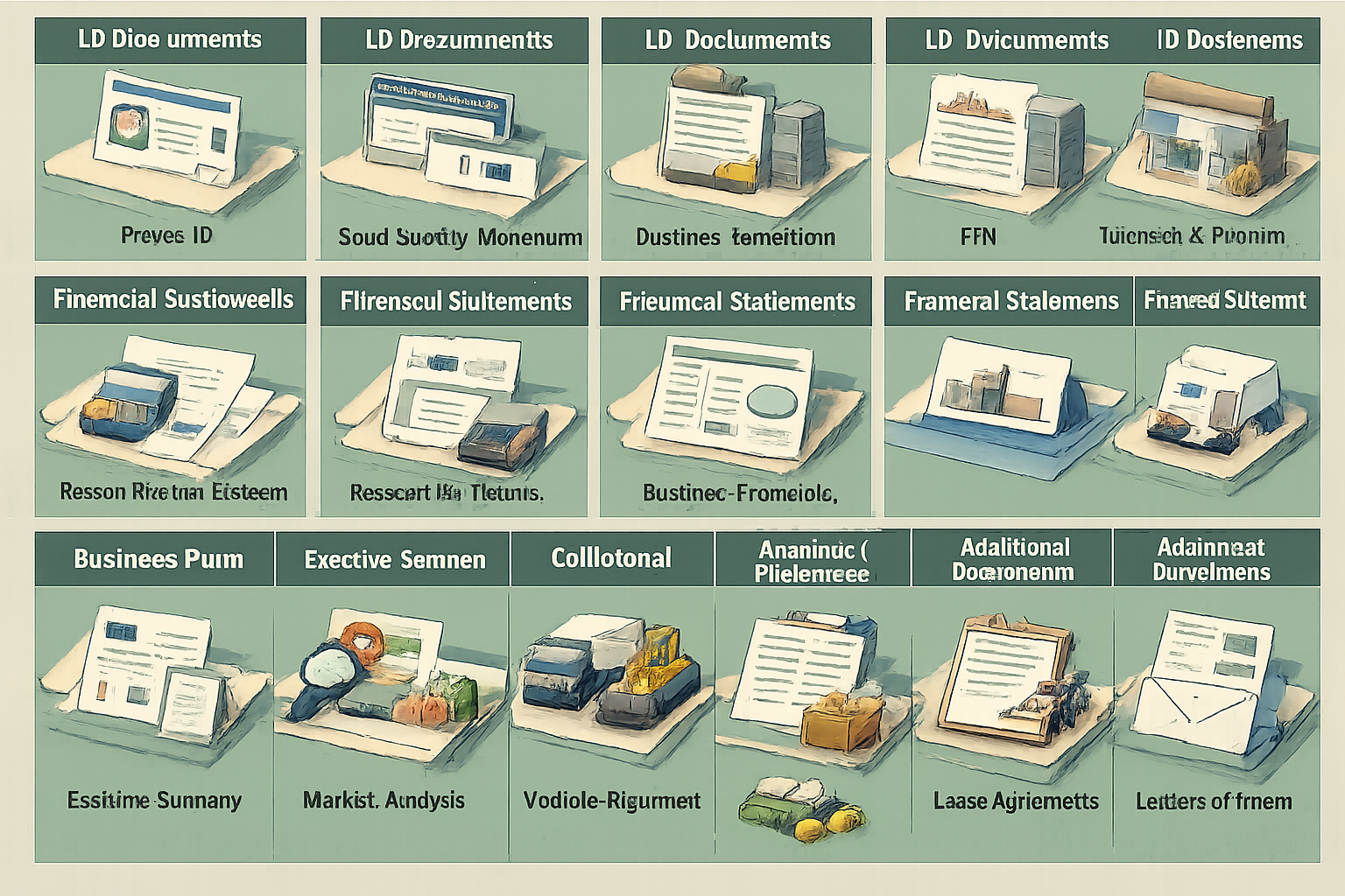 Checklist for SBA loan documents needed for a mobile detailing service including ID, financial statements, business plan, and collateral.